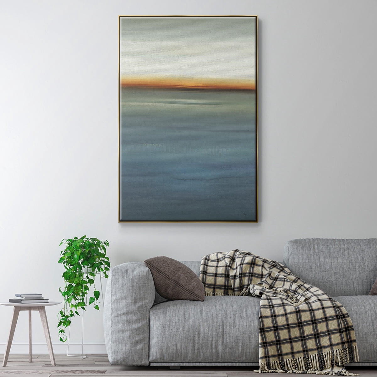 Beside the Blue I Framed Premium Gallery Wrapped Canvas - Ready to Hang - 25 x 37 - Gold Floating Frame