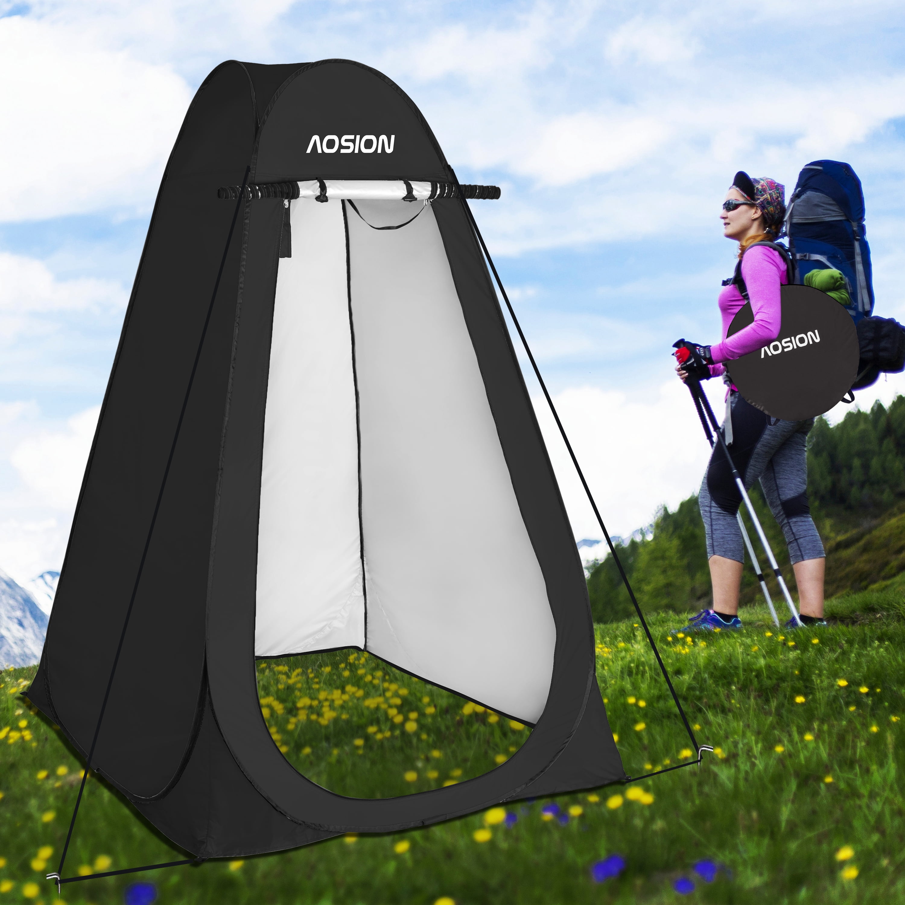 Pop Up Shower Camping Tent, Outdoor Privacy Camp Toilet Tent, Portable Dressing Room with Carrying Bag, Bath Bag for Camping, Hiking