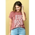 thumbnail image 2 of Jesus Is My Rock And That's How I Roll Women's Fashion Relaxed T-Shirt Tee Heather Rouge Small, 2 of 3