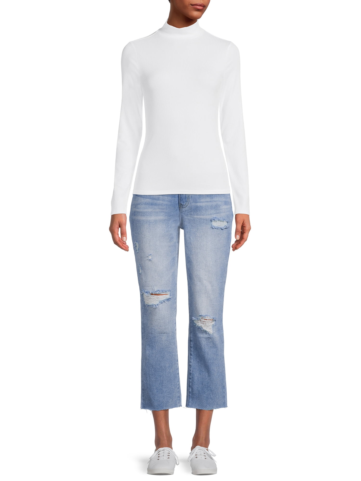 No Boundaries Women's Juniors Long Sleeve Mock Neck Top, 2-Pack
