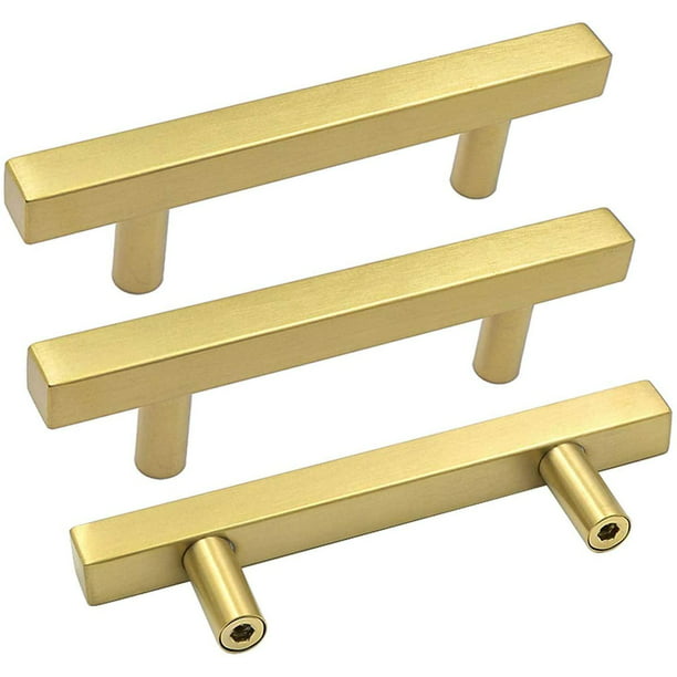 Gold Cabinet Pulls Kitchen Hardware, Brass T Bar Kitchen Cabinet Handles