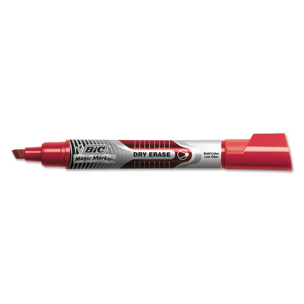 BIC Magic Marker Low Odor & Bold Writing Dry Erase Marker, Chisel, Red