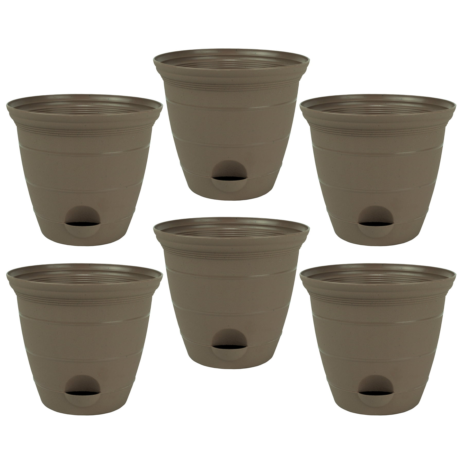 6 Pack 6 Inch Plastic Self Watering Flower Plant Pot
