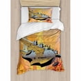 thumbnail image 3 of Vintage Airplane Duvet Cover Set Queen Size, Retro Seaplane in the Sky World Map Compass Adventure Traveling Journey, Decorative 3 Piece Bedding Set with 2 Pillow Shams, Multicolor, by Ambesonne, 3 of 3
