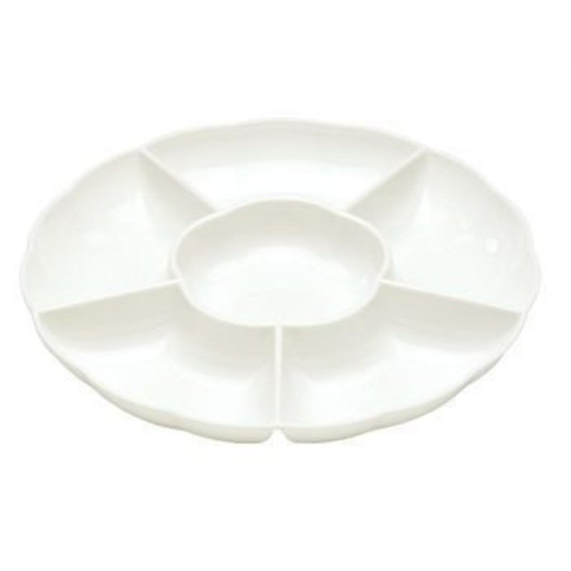1 X White Plastic Compartment Serving Tray 12inch
