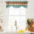 thumbnail image 3 of Farmhouse Aqua Brown Tie Up Valance Curtains for Windows, Kitchen Curtains Window Treatments, Vintage Wooden Striped Short Window Shades Valances for Bedroom Bathroom Cafe 54"x18", 3 of 8