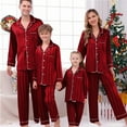 thumbnail image 3 of Guluxicc Christmas Family Pajamas Matching Set Solid Color Long Sleeve Tops and Pants Sleepwear Comfortable Soft Nightwear Loungewear Outfits, Red, 3 of 6
