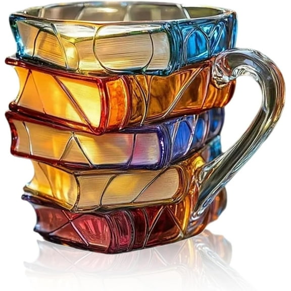 Chapter Book Mug Novelty Coffee Mugs, 3D Painted Book Mugs for Books Lovers, 150ML Novelty Books Coffee Cup, Unique Glass Coffee Cup Gift for Readers