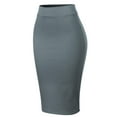 thumbnail image 3 of MixMatchy Women's Waist Band Midi Stretchy Ponte Basic Knee Pencil Skirt, 3 of 3