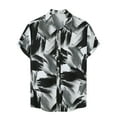 thumbnail image 2 of EGNMCR Men Casual Buttons Color Block Print With Pocket Turndown Short Sleeve Shirt Blouse, 2 of 9