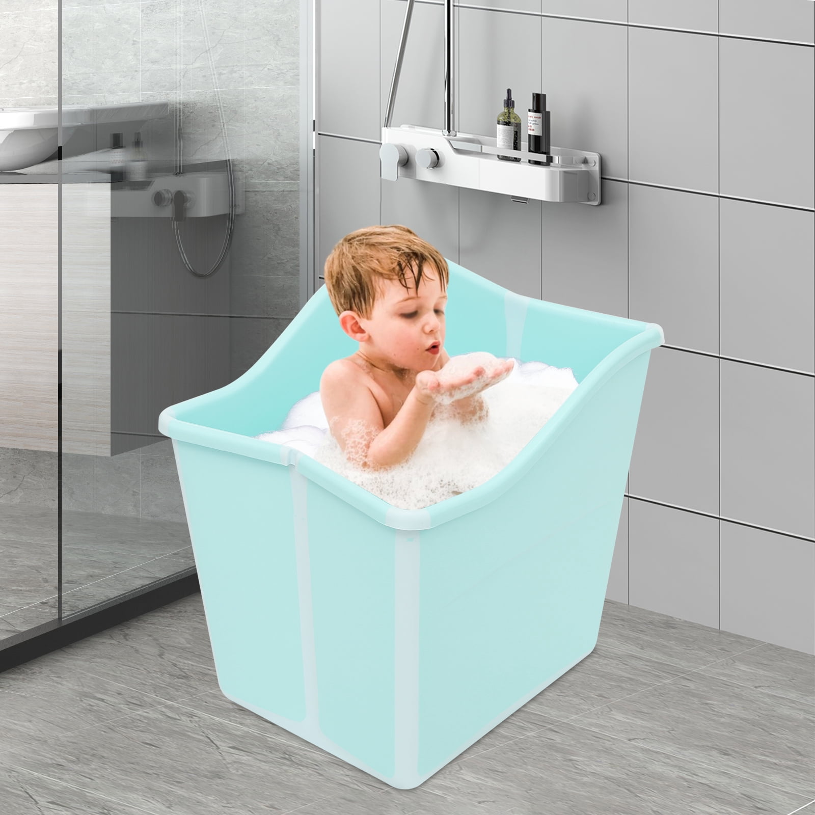 Home Portable Bathtub,Foldable Mini Bathtub for Children,Kids Folding Water Tub Sauna Spa Soaking Bath Bathtub Collapsible Bathtub -22.45gal