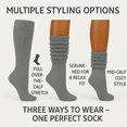 thumbnail image 6 of Women's Extra Long Knee High Slouch Scrunch Socks Cotton Blend 28 Colors Pack of 6, Fits 5-10 - Gray, 6 of 8