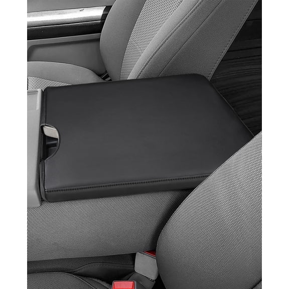 1 Piece Center Console Armrest Cover, Fits 2015-2026 F150 F250 F350 F450 F550 40/20/40 Jump , Leather Lid Protector, Black Stitching
