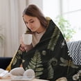 thumbnail image 4 of Mushroom Forest Dark Chinoiserie Spring Herbs Wild Flowers Botanical Fern Leaves Floral Fruits Throw Blanket Soft Cozy Flannel Fleece Warm Microfiber Blankets for Couch Sofa Bed 50"x60", 4 of 4