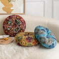 thumbnail image 6 of Monebena Round Floor Pillow Cushion Pleated Throw Pillows Boho Printed Accent Pumpkin Decorative Throw Pillows with Button Cotton Linen Pillow Cushion for Sofa Couch Vanity Chair Bed Diameter 14", 6 of 10