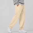 thumbnail image 2 of Leidass Mens Fleece Lined Jogger Sweatpants Elastic Drawstring Waist Cuffed Ankle Solid Casual Athletic Pants with Side Pockets Beige L, 2 of 5
