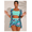 Mint Green, variant on Mint Green and Blue Purple Floral Print Crop Top with Bikini Shorts, Women's 3 Piece Swim Set with Short Sleeve Cover Up Kimono