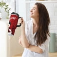 thumbnail image 6 of 30oz insulated car cup with handle and straw suitable for all ages Stainless steel vacuum insulated cup. Red Scarf Snowman, 6 of 10