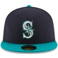 thumbnail image 2 of Men's New Era Navy/Teal Seattle Mariners Alternate Authentic Collection On Field 59FIFTY Fitted Hat, 2 of 6