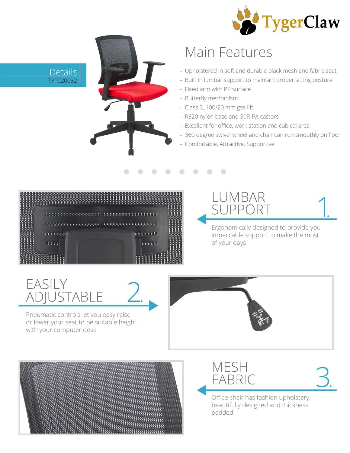 TygerClaw Low Back Mesh Office Chair