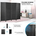 thumbnail image 3 of NiamVelo 4 Panel Wood Room Dividers Folding Privacy Screen Portable Screen Partition Wall Dividers for Home Office, Black, 3 of 8