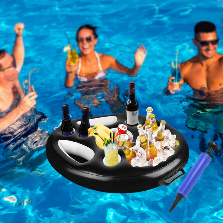 Summer Party Bucket Cup Holder Inflatable Pool Float Beer Drinking Cooler  Table Bar Tray Beach Swimming Ring Accessories