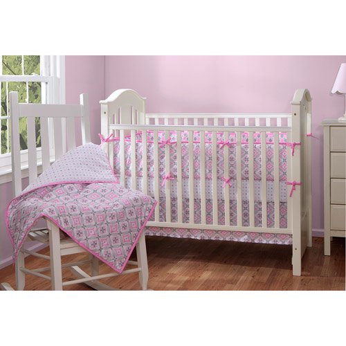 Baby Boom Mosaic Girl 5pc Crib Bedding Set