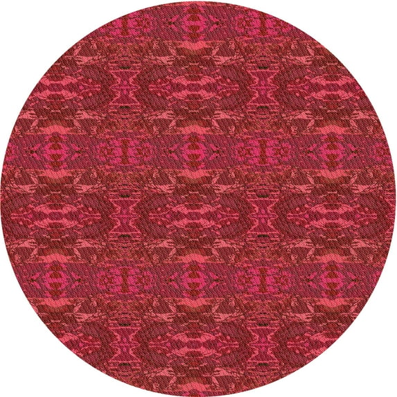 Ahgly Company Indoor Round Patterned Love Red Area Rugs, 7' Round