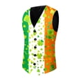 thumbnail image 6 of Saint Patrick's Day Printed Men's Tuxedo Slim Fit 3 Piece Suit Set, Formal Festive Pattern Blazer Vest Pants, Elegant Wedding Prom Dinner Party One Button Modern Formal Occasions, 6 of 7
