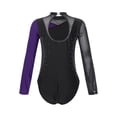 thumbnail image 4 of IEFIEL Kids Girls Dance Leotard Rhinestones Contrast Color Gymnastics Workout Unitard Figure Skating Bodysuit Purple 8, 4 of 7