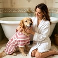 thumbnail image 6 of Striped Dog Bathrobe S Quick Dry Absorbent Pet Towel with Adjustable Belly Band,Pink, 6 of 7