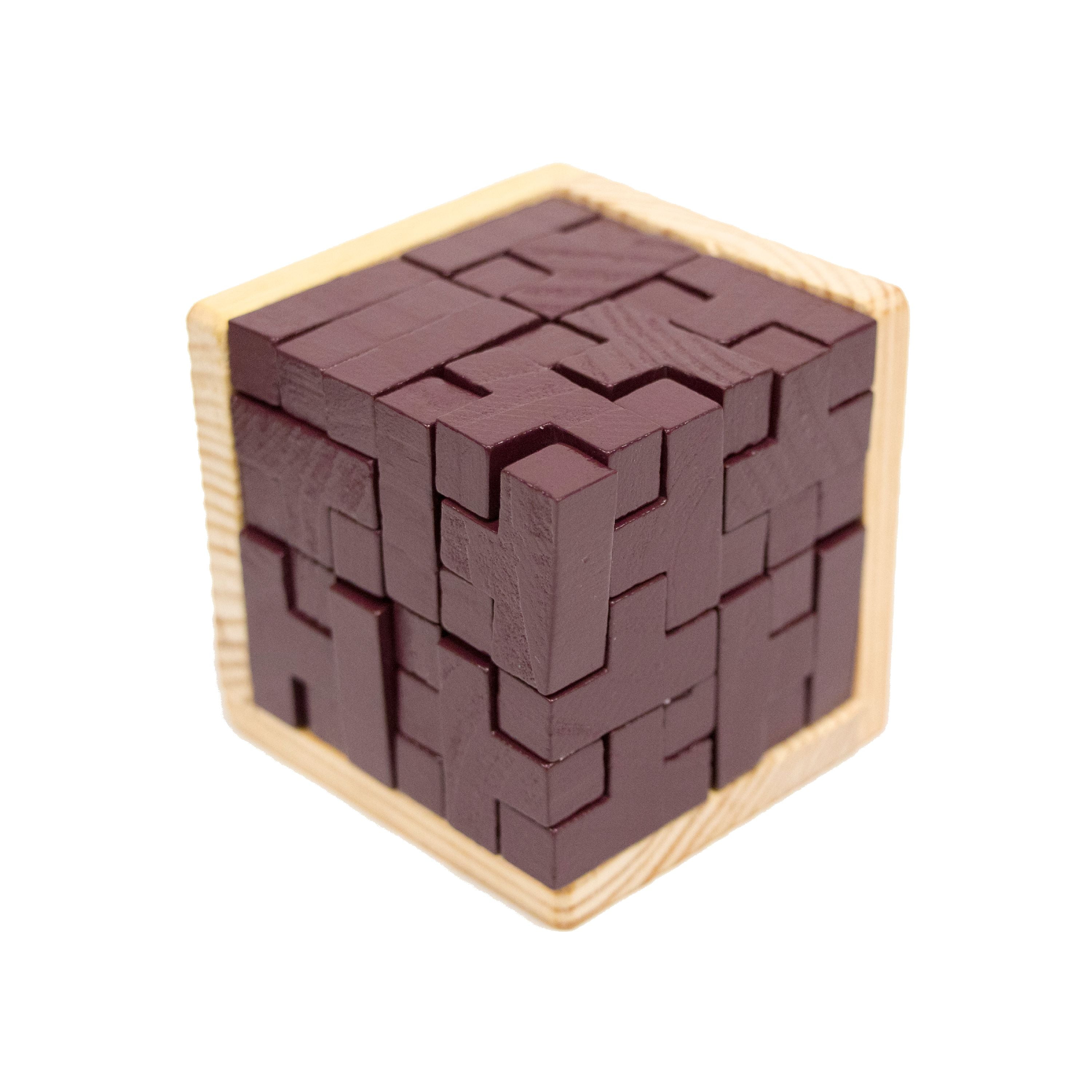 3D Wooden Tetris Cube Brain Teaser Jigsaw Lock Puzzle Educational Toy Gift SI 