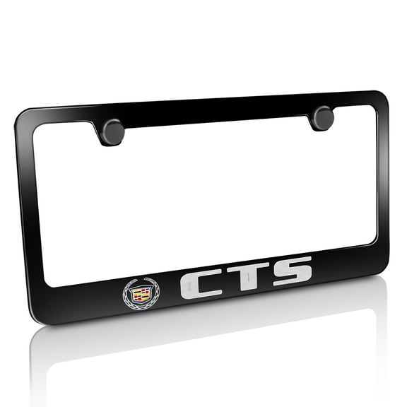 Cadillac CTS Engraved Black Powder Finish Metal License Plate Frame