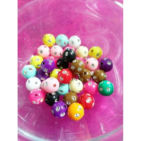 U8MO 50 Acrylic Beads BULK Assorted Lot 8mm Metal Enlaced Polka Dot Wholesale
