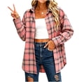 thumbnail image 5 of QUNYINEY Button Down Coats for Women Plus Size Plaid Lightweight Outerwear Casual Cardigan Long Sleeve Collar Jacket Women, 5 of 7