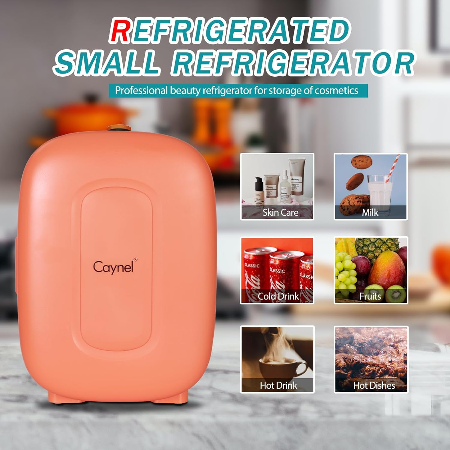 Caynel Portable 6-can 5L Eco-Friendly Retro Mini Fridge Orange