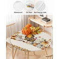 thumbnail image 3 of Fitted Round Tablecloths Table Covers 45-54in,Farmhouse Turkey Pumpkin Leaves Berry Floral Waterproof Elastic Edged Table Cloth for Kitchen Dining Holiday Party Tables Decor,Farm Linen Harvest, 3 of 6