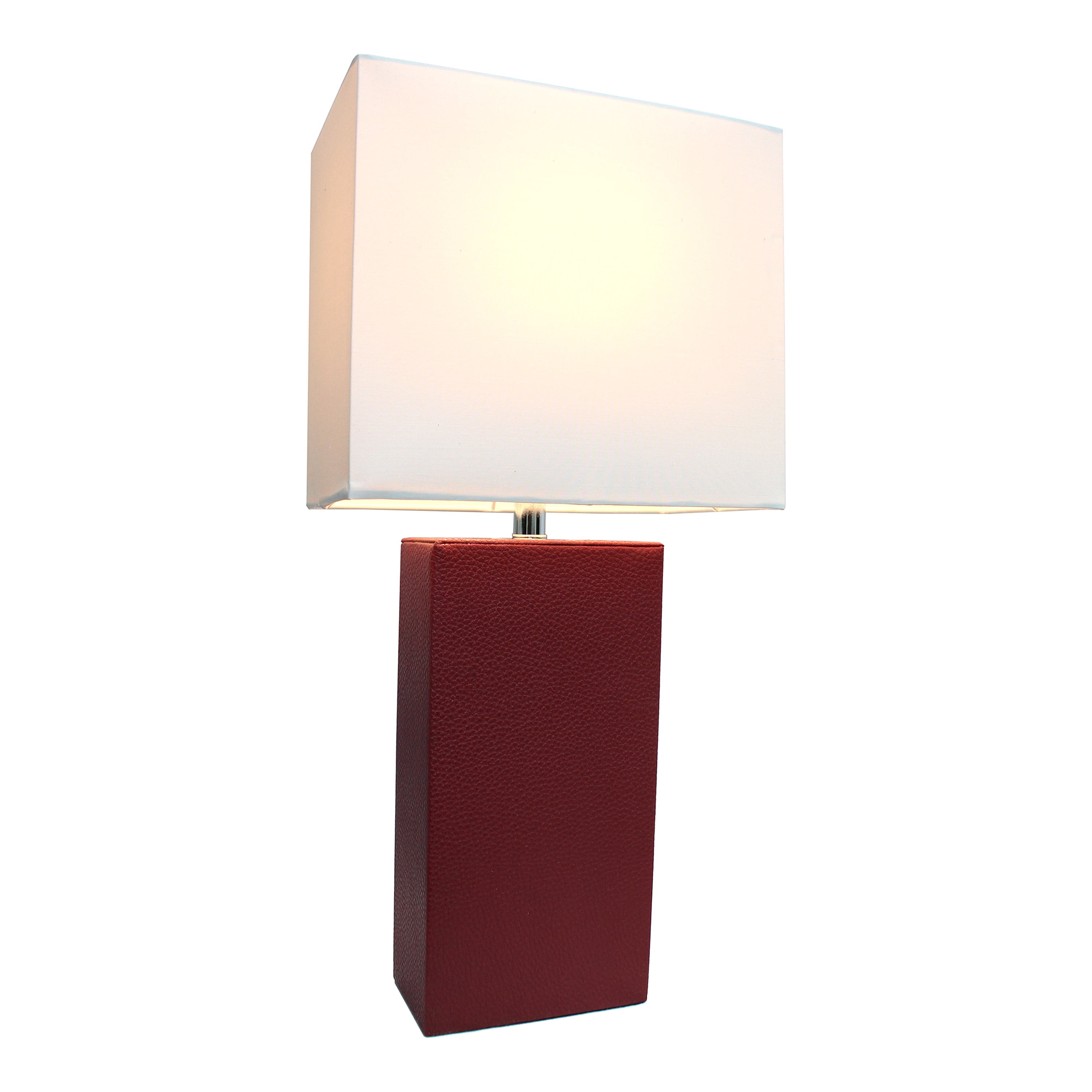 Lalia Home 21" Leather Modern Bedside Table Lamp with LED Bulb, Red
