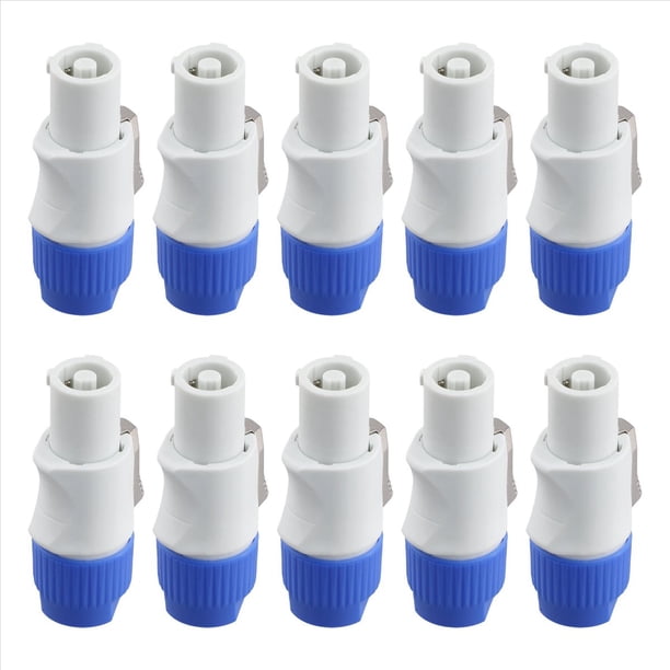 10 Conectores Powercon Macho de 3 Pines, Conector de Entrada de Señal para Haz de Luz, Salida de Potencia de Luz de Escenario