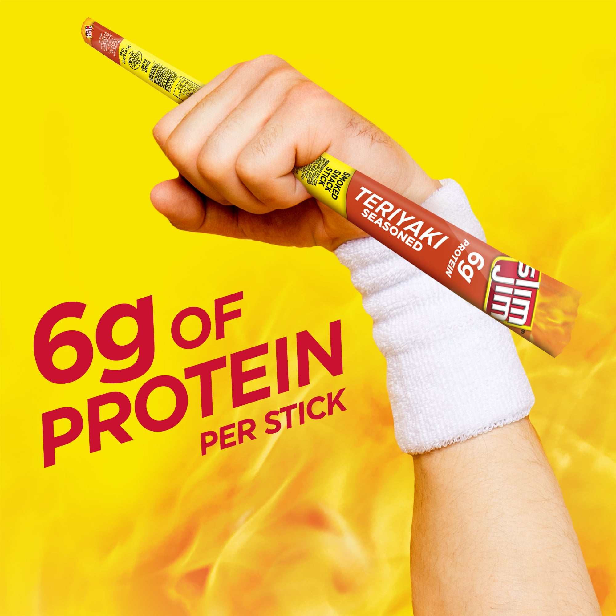 Slim Jim Giant Smoked Meat Sticks, Teriyaki Flavor, 6g Protein Per Stick, 0.97 oz. (24-ct)