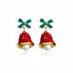 thumbnail image 4 of Pendientes de alce de cristal rojo con forma de gorro de Papá Noel asimétrico, mariposa y campana, 4 of 4