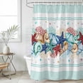 thumbnail image 4 of Teal Green Starfish Bathroom Shower Curtains with 12 Hooks Polyester Waterproof Shower Curtain for Stalls and Bathtubs Summer Coral Beach Conch Coastal Decorative Bathroom Curtain 72x96 Inches, 4 of 9