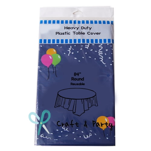 (4 Packs) Navy Blue Premium Round HeavyDuty Plastic Table Covers