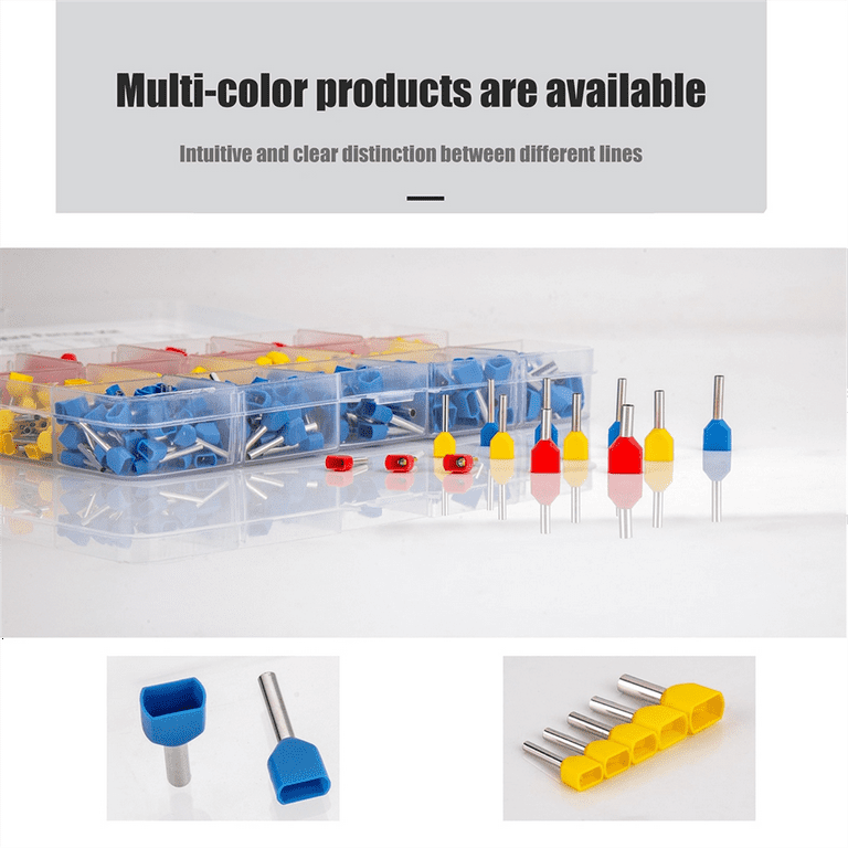 Double Wire Ferrules Kit, 500pcs Wire Ferrule Terminals, Insulated