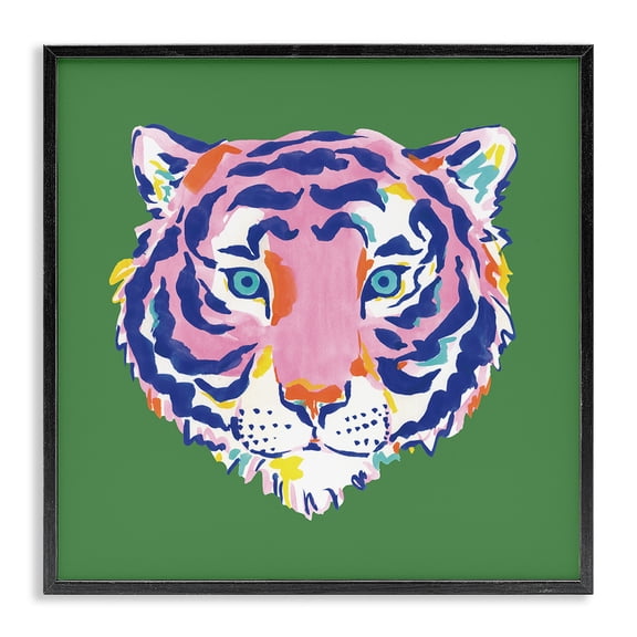 Stupell Industries Eclectic Exotic Boho Tiger Face Black Framed Giclee Art, 12 x 12, by Karolina Sato