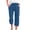 Blue, variant on Feancey Womens Cotton Linen Capri Pants Straight Leg Casual Pull On Capris Elastic High Waist Drawstring Beach Trousers Solid Loose Cropped Slacks with Pockets Blue S