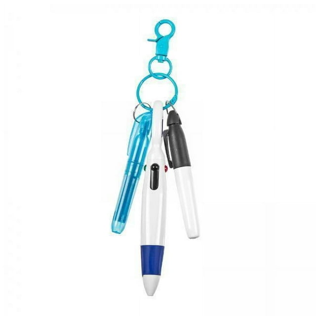 6xPen Con Clip De Mosquetón Regalo Del Día De Pluma De Lanzadera Multiusos Retráctil Azul