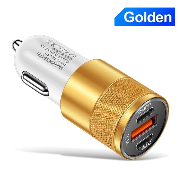 Baguer 3.1A Car Adapter Black USB C Car Charger Output 5.0V 3.1A 3.1A Fast Charging Compact Aluminum Body In-car Charging