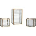 thumbnail image 2 of Merek Set of 3 Copper Frame with Texture Glass Hurricane Candleholder Lantern Decorative Box Plant Terrarium Tabletop Curio Case/Shadow Box Great for Home Decor and Wedding (Copper), 2 of 5