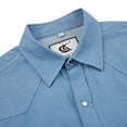 thumbnail image 4 of Coevals Club Mens Denim Pearl Snap Western Cowboy Work Cotton Button up Two Pockets Short Sleeve Shirts 02 Dusk Blue 4X-Large, 4 of 8